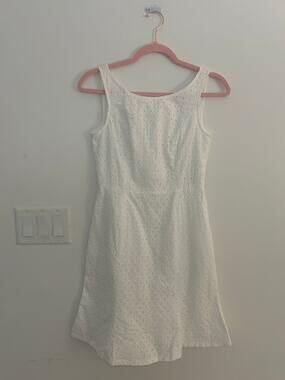 White House Black Market White Eyelet 100% Cotton Sleeveless Dress Size 0